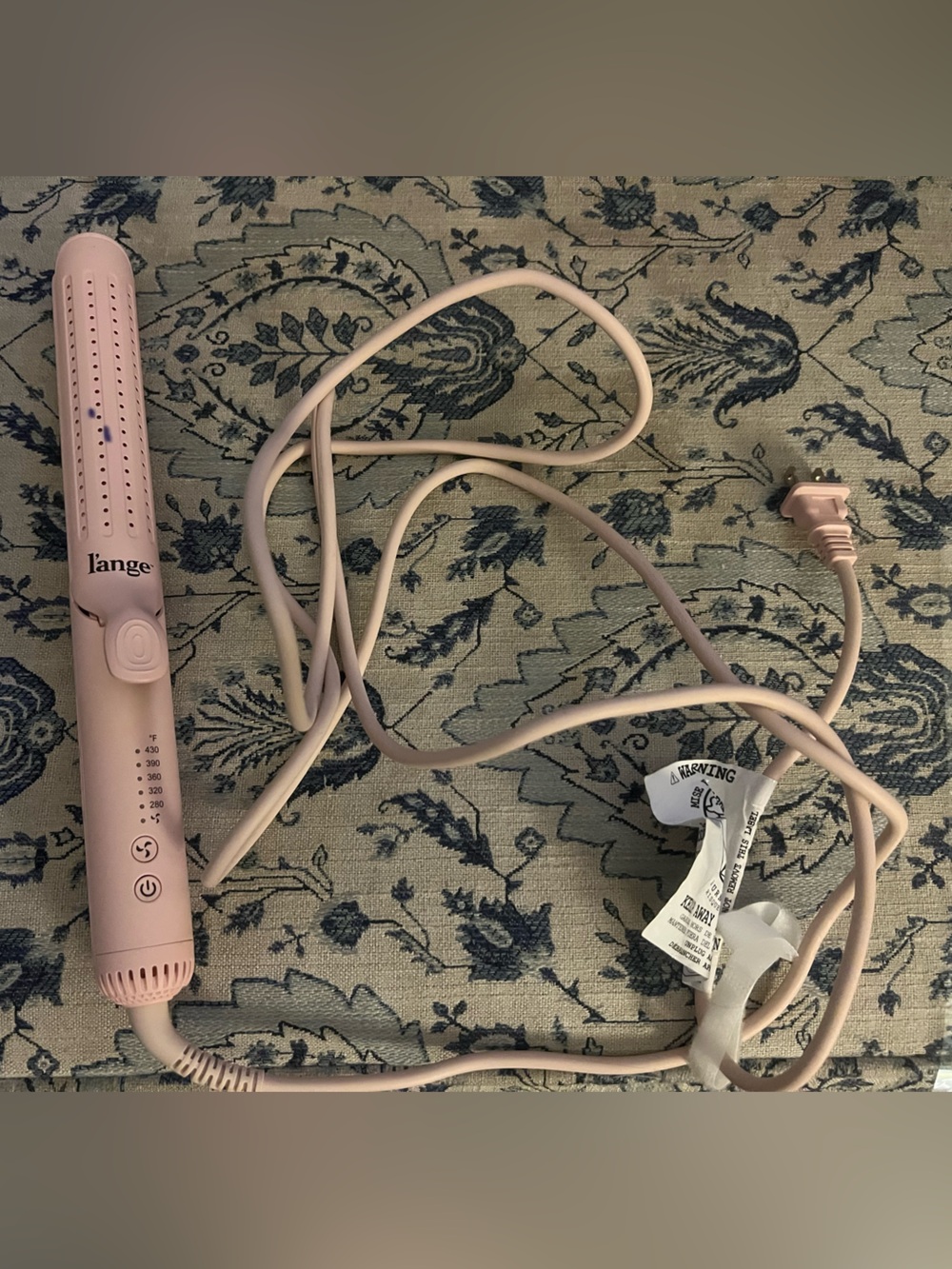 blush pink L'ange Le Duo 360° Airflow 2 in 1 curling and straightening tool